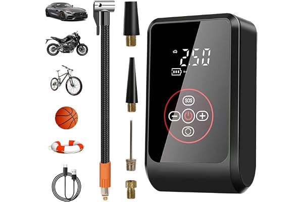 Compresseur à Air Portatif, 4000mAh Gonfleur Pneus Voiture sans Fil, 150PSI Mini Pompe a Velo Electrique avec Lumière LED Affichage Numérique Electrique Compresseur pour Voiture, Moto, Vélo, Balle