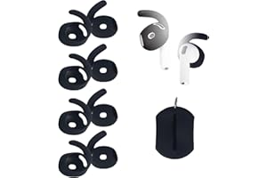 Adhiper 4 Pairs Ear Hooks for AirPods 4【Added Storage Pouch and carabiner】Anti-Slip Sports Ear Hooks Earbuds Accessories Compatible with AirPods 4th Generation (Black)