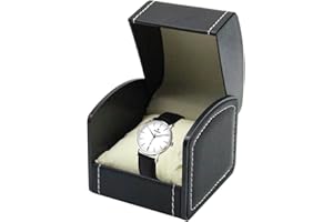 DOZNOZRI Single Watch Box Leather for Men Women Watch Travel Case with Removable Cushion Watch Storage Box for Women Men Watch Cases for Most Watches, Birthday Day Watch Box (Black)