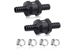 Yuentoen Rückschlagventil für Kraftstoff,Rückschlagventil 10 mm, Ruckschlagventil Ventile mit Federklammer, Aluminiumlegierung, Ruckschlagventil für Wasser, Benzin, Diesel, Öl(2 Stück) ﻿