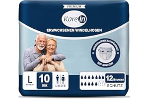 MESSIMO Inkontinenz Pants für Erwachsene - 10 x Saugfähige Windelhosen für Männer und Frauen - Diskreter Auslaufschutz und Elastischen Bündchen - Gr. L (89-120 cm)