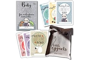LITTLE CYGNETS Baby Milestone Moments - 40 Unisex Designed Photo Cards Including Pregnancy and Key Age Markers.