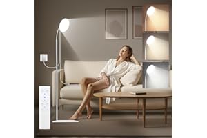 BIAOQINBO Stehlampe Tageslichtlampen, 15000 Lux Daylight Lamp mit USB A aaufladen & 360 ° SAD -Licht auf den Hals des Schwans für Schlafzimmer, Wohnzimmer und Büro - Weiß
