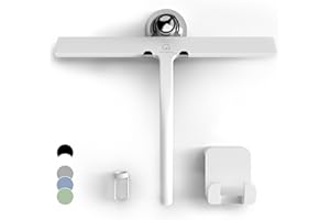 GÜTEWERK Juego de limpiacristales de Silicona, Accesorios higiénicos para el baño, Extractor de Cristal con Soporte de Ventosa, Extractor de Ventanas de 28 cm, Accesorios, Color Blanco