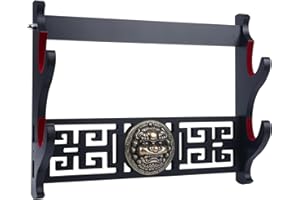 Z-fiber Katana Support mural pour épée 2 niveaux Kirin Velours rembourré Katana Support d'épée de samouraï Présentoir mural Sabre laser Wakizashi Présentoir