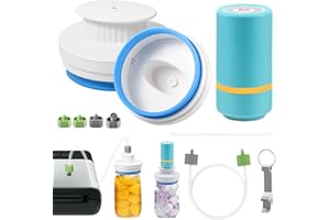 AFONTOTO Electric Mason Jar Vacuum Sealer Kit Fits Wide & Regular Mouth Canning Sealer Set Compatible with All FoodSaver Models, Vacuum Seal Containers Vacuum Zipper Bags