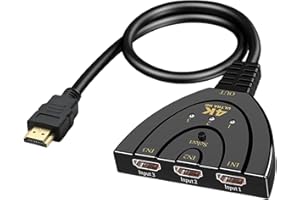 AYHYHLJZJ 4K HDMI Splitter, 3 Ports Commutateur Port Hdmi Multiple 3 Entrées à 1 Sortie, Transmission Stable, Full HD 4K, Hub HDMI Multi-Écran PC, Switcher Manuel avec Câble Haute Vitesse