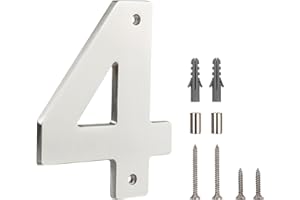 HASWARE Segnale Numero di Casa Fluttuante per Casa - 5 Pollici Moderno, Numeroso, Facile Installazione DIY per Pali e Strada (Argento, 4)