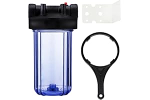 Geekpure Carcasa de filtro de agua de 10 pulgadas para filtración de agua en toda la casa 1" puerto - 4,5 x 10 pulgadas, transparente (1)