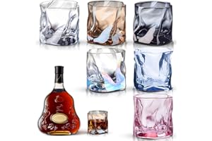 Zinueen Juego de 6 vasos de whisky de 200 ml – Vasos de cristal estéticos para whisky, cócteles, bebidas largas, agua, té, apto para lavavajillas