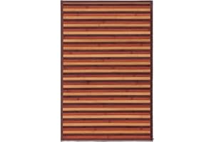 LOLAhome Alfombra de bambú, Antideslizante, Antimanchas, Resistente a la Humedad, para Salón, Dormitorio, Cocina, Baño, Pasillo, Garaje- “Marrón y Natural” de “90x60 cm