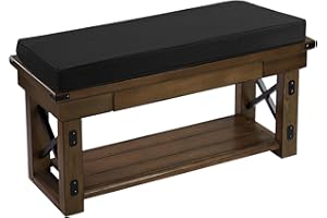 BRILLARS 2 Seater Bench Cushion 108x45x6cm Thick Bench Pad Mat Garden Patio Seat Cushion Soft Seat Pad for Garden Furniture Chair Cushion Indoors Outdoors, Only Cushion (Black)