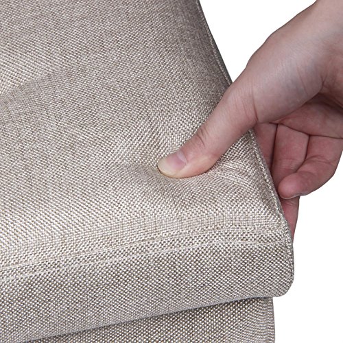 Sitzbank Sitzhocker Hocker Truhe Aufbewahrungsbox CAMILA, Leinenoptik in natur / beige, faltbar mit Deckel - 2