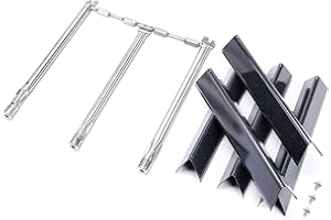 GFTIME 69787 Bruciatore & 7636 Flavorizer Bar per Weber Spirit I serie 300, Spirit E310 S310 E320 S320 E330 S330 (con pulsanti del bruciatore anteriore), pezzi di ricambio per Weber 310 Classic,
