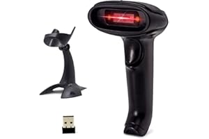 Alacrity 2D QR Wireless Barcode Scanner with Stand, 2.4GHz Wireless & Wired USB Hands Free Barcode Reader for Industry, Retail, Logistics, Warehouses, 2040DA.
