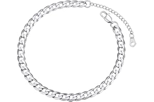 FOCALOOK Bracciale/Cavigliera in acciaio inossidabile per donna e uomo, catena cubano, grano, corda intrecciata, braccialetto uomo donna confezione regalo
