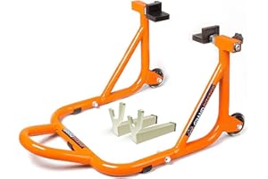 ‎GRAND PITSTOP Grand Pitstop Universal Rear Paddock Stand for Motorcycle with Swingarm Rest (Dismantable with Skate Wheels, Orange, Motorcycle Weight Up to 450 Kgs)