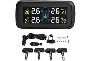 OUKENS Reifendruck-Überwachungssystem, Auto-TPMS-Reifendrucksensor mit LCD-Display-Monitor, 4 interne Sensoren, Zigarettenanzünder USB-Ladegerät