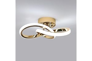 Comely 22W Plafon LED Techo, 2500LM Lampara Techo LED Moderno, Creativa en Forma de Flor Luz de Techo Dorada para Dormitorio Salon Baño Cocina Comedor Pasillo, 6500K Blanco Frío