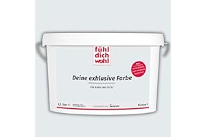derendo Fühl Dich Wohl Deine Farbe grau, matte Wandfarbe grau, hohe Deckkraft, verschiedene Grautöne zur Auswahl (2,5L, Lichtgrau 15-16)