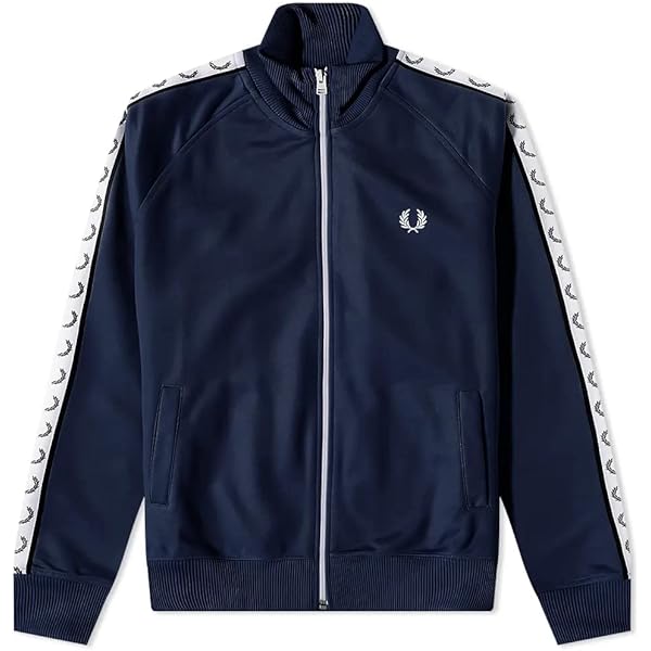 70▢FRED PERRY TRACK JACKET UT1217-17 Fred Perry Men's Taped Track Jacket Blue Full Zip Size S VTG