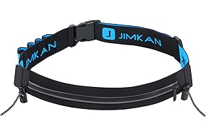 JIMKAN Triathlon Startnummernband, Running Startnummerngürtel mit Aufbewahrungstasche (incl. 4 Gel Halter), wasserdichte Laufgürtel mit Nummernhalte für Triathlon, Marathon, Laufen (Schwarz)