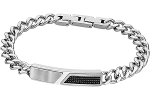 LOTUS STYLE Pulsera Hombre Acero Inoxidable 316L Brazalete de Diseño Sofisticado, Confortable y Resistente al Agua - Pulseras Hombre - Plateada 210.00 mm LS2058-2/1 - Ideal para Regalo