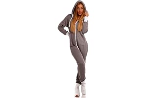 Crazy Age Basic Jumpsuits Ganzkörperanzug Einteiler One Piece Schlafanzug Overall Damen Jumpsuit Kuschelig und warm