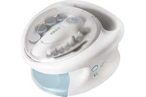 HoMedics Set per Manicure e Pedicure Elettrico, Kit Massaggio Lenitivo con Ammollo, 12 Accessori per Trattamento di Unghie, Dischi Lucidanti e Leviganti, Rimozione di Calli e Cuticole, Asciuga Smalto