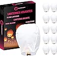 TellementhappyTM Pack of 10 Flying Lanterns 100% Biodegradable White