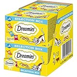 Dreamies Klassiker Katzensnack Selection Box mit Huhn, Käse, Rind und Lachs, 4 Packungen (4 x 4 x 30g)