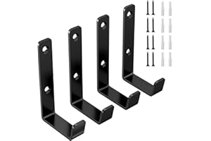 Maxentico 4 Pièces Crochet Mural a Visser, Crochets en J Pour Garage, Crochets Muraux Robustes pour Accrocher, Crochet à Visser Noir Mural, Porte-Manteaux Solides en Acier Inoxydable avec Vis