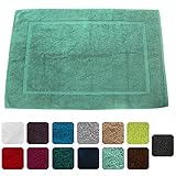 Lanudo Luxus Badematte 900g/m² Pure Line 60x90 mit Bordüre. 100% feinste Frottier Baumwolle in höchster Qualität, Bad-Teppich, Bad-Vorleger, Frottee Mint