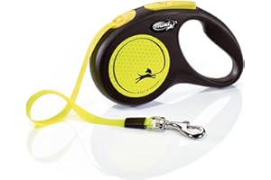 flexi® Neon S Cinta 5 m negro/amarillo néon, correa extensible para perros hasta máx. 15 kg