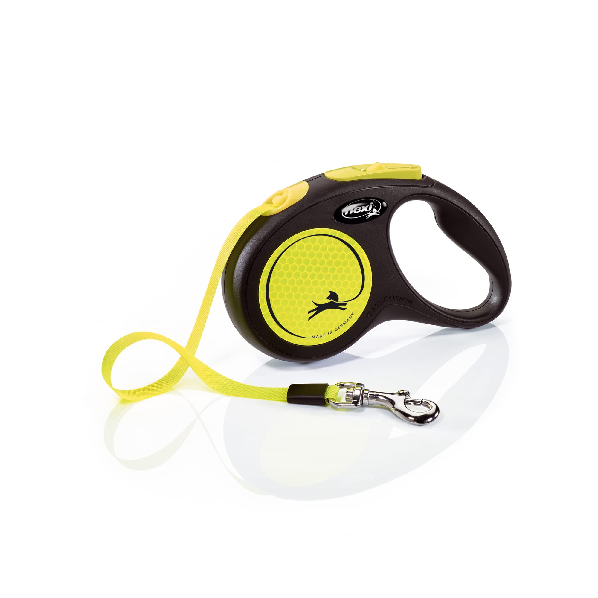 flexi® Neon S Cinta 5 m negro/amarillo néon, correa extensible para perros hasta máx. 15 kg
