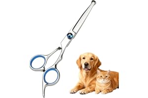 AYBUY Ciseaux Toilettage Chien Professionnel, Ciseaux Toilettage Chien de Compagnie pour Animaux avec Pointe Ronde de Sécurité Ciseau Droit en Acier pour Chats Chiens et Autres Animaux