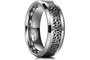 King Will 8mm Tungsten Stainless Steel Wedding Spinner Ring for Men - Viking/Celtic Knot Design Band with Carbon Fiber Inlay | Comfort Fit Wedding Band, Anniversary Jewelry Gift