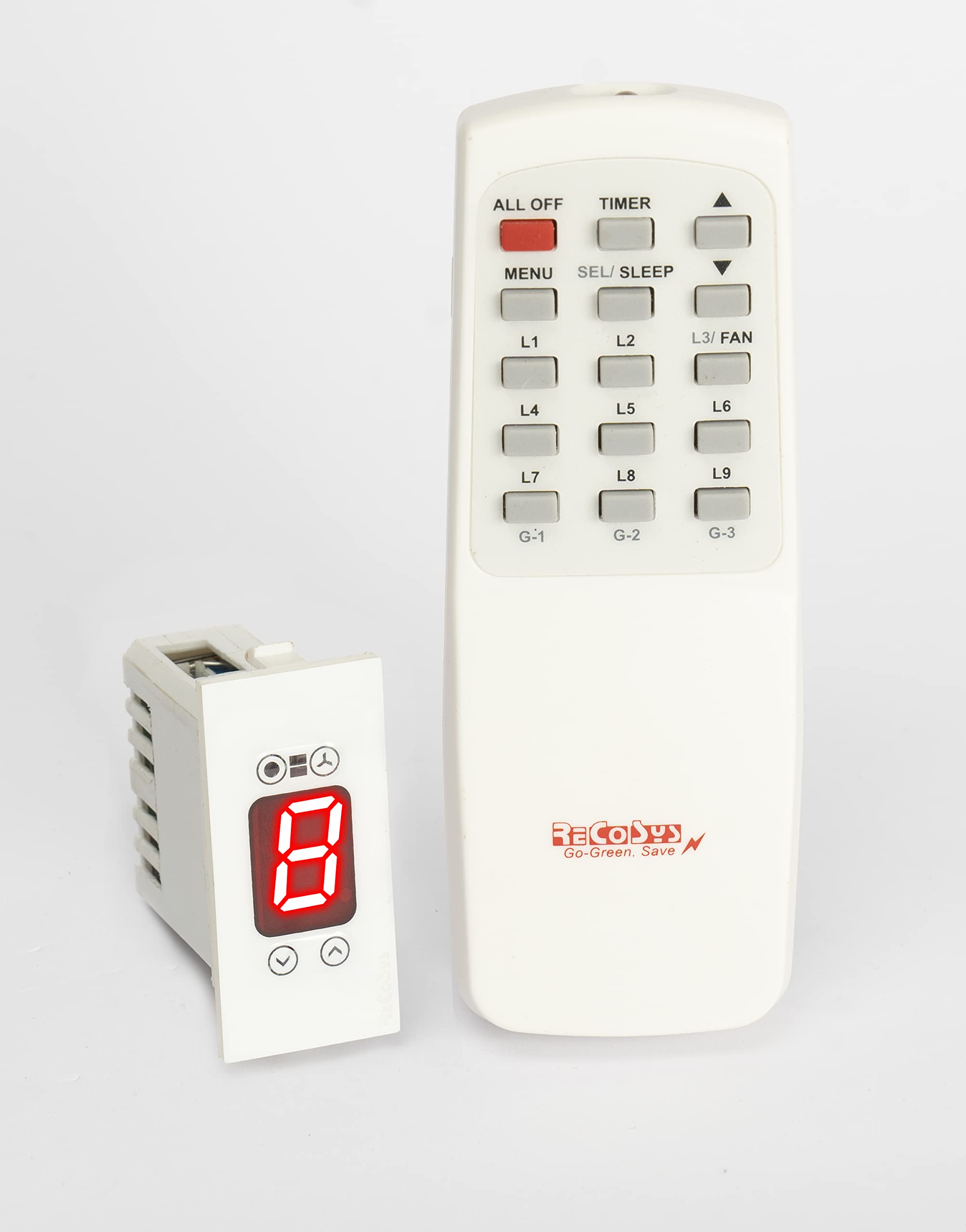 RE CO SYS Remote Control Switch for Light and Fan Regulator |With Learning makes Compatible with all Wi-Fi IR Blaster to use with Alexa|Pro-With Timers,Sleep,Advance Learning|1 Light and 1 Fan Regulator|Screw |White|