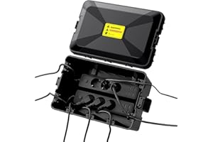 EYPINS Wasserdichte Kabelbox Groß, Außenbereich Elektrobox wasserdicht IP54, wetterfester Elektrokasten zum Schutz für Verlängerungskabel Mehrfachsteckdose Außensteckern | 33,5cm×22,5cm×14,5cm Schwarz