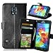 Produktbild Nancen Samsung Galaxy S5 / I9600 SM-G900F (5,1 Zoll) Lederhülle Neu Style Acht Farbe Weich PU Flip Case Ledertasche / Schutz Etui, Einfach Vintage Kollektion Karten Slot Foto Wallet Hülle Handy Tasche Zubehör