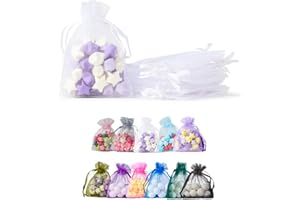 Soul Projekt 25 szt. torebek na prezenty z organzy, białe torby ze sznurkiem 7 x 9 cm, wielofunkcyjne okazje