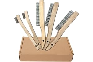 NICAVKIT 5-częściowy zestaw ręcznych szczotek drucianych, szczotki druciane z drewnianym uchwytem, 3 x duża szczotka ze stali nierdzewnej 250 mm, 2 x mała szczotka ze stali nierdzewnej 205 mm,