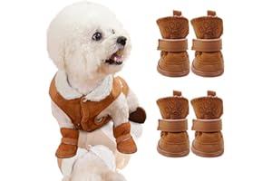 Taozoey Scarpe per Cani Piccoli Inverno, Protezione per Zampe, Stivaletti per Chihuahua, Teddy, Antiscivolo, Calde, Stivali da Neve