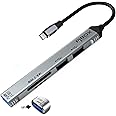 USB C Hub multiport, PiBOX India USB C to USB Adapter Multiport, USB C and USB 3.0 to USB A SD TF 5 Port Hub, USB-C to USB Hub 3.0, SD TF Micro SD, for MacBook Pro, USB Splitter Aluminum, Color Gray