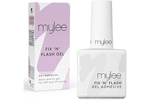 Mylee Fix 'N' Flash Gel 10ml - Brush On Clear Nail Adhesive Glue for Soft Gel Tips, Acrylic Nails, False Nails & Tips, Cures with UV/LED, Soak Off, for Professional, Salon & Home Use