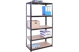 G-Rack 180 cm x 90 cm x 40 cm, 5 Etagen, 175 kg pro Regal, gesamte Tragbarkeit 875 kg, 0014, Schwarz