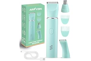 AREYZIN Rechargable Bikini Trimmer Women Body Hair Trimmer Painless Pubic Hair Trimmer for Women Bikini Arms Legs Underarms Lady Shaver for Women,Replaceable Snap-in Ceramic Blades,IPX7,Wet and Dry Use