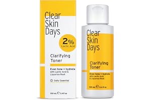 Clear Skin Days Clarifying Toner - Gentle Hydrating Facial Toner for Glowing Skin and Even Skin Tone - with Exfoliating Lactic Acid & Brightening Liquorice Extract - Cruelty-Free & Vegan, 100ml