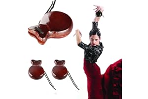 YXRRVING Traditionelle spanische Kastagnetten, Holz, spanische Kastagnetten, Flamenco-Tanz-Kastagnetten mit Saite, Hand-Percussion-Kastagnetten, Musikinstrument für Anfänger, Spanien, Souvenir,