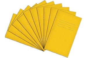 Rhino A6+ Exercise Books, 48 Page / 7mm Lined with Centre Margin Paper Notebook, 10 Pack, Writing Book, Office & School Stationery Supplies, Yellow